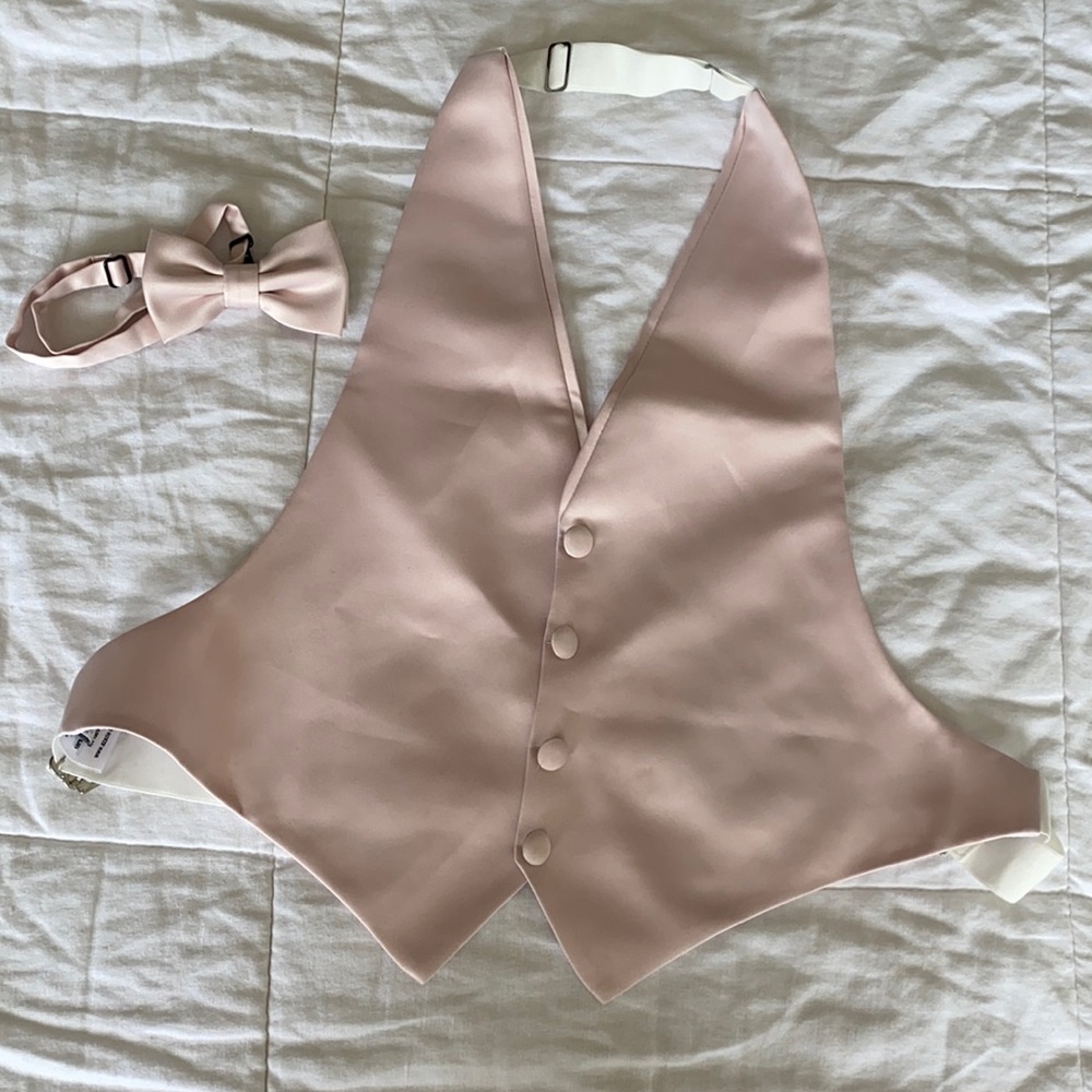 Boys Blush / Pink Wedding vest bowtie Ring Bearer